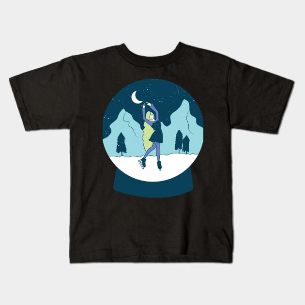 ice skating winter gift Kids T-Shirt by Midoart